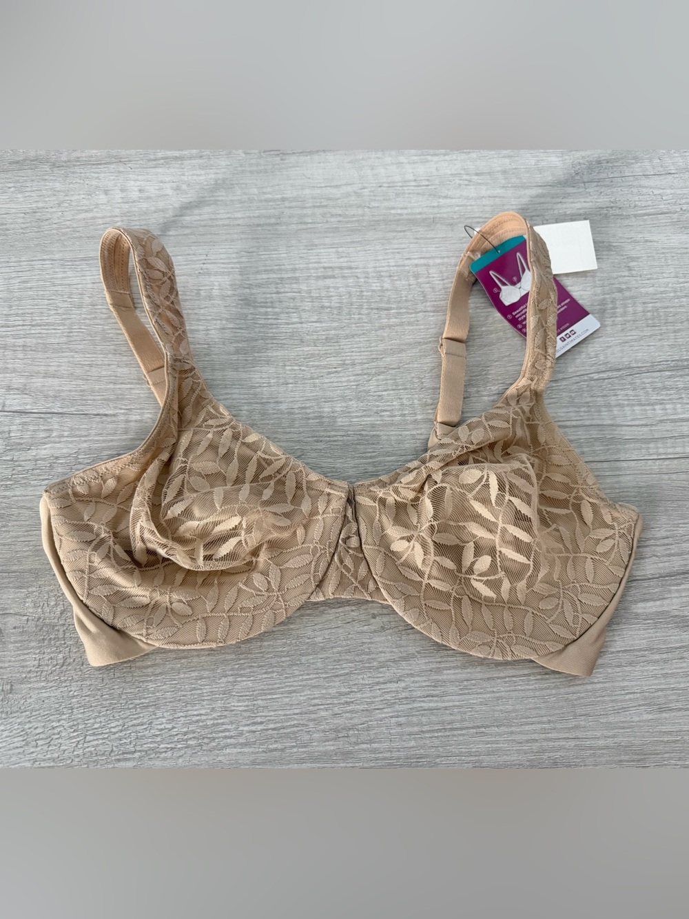 Olga by Warners Women’s Tan Sheer Leaves Minimizer Bra 35519 Size 36D